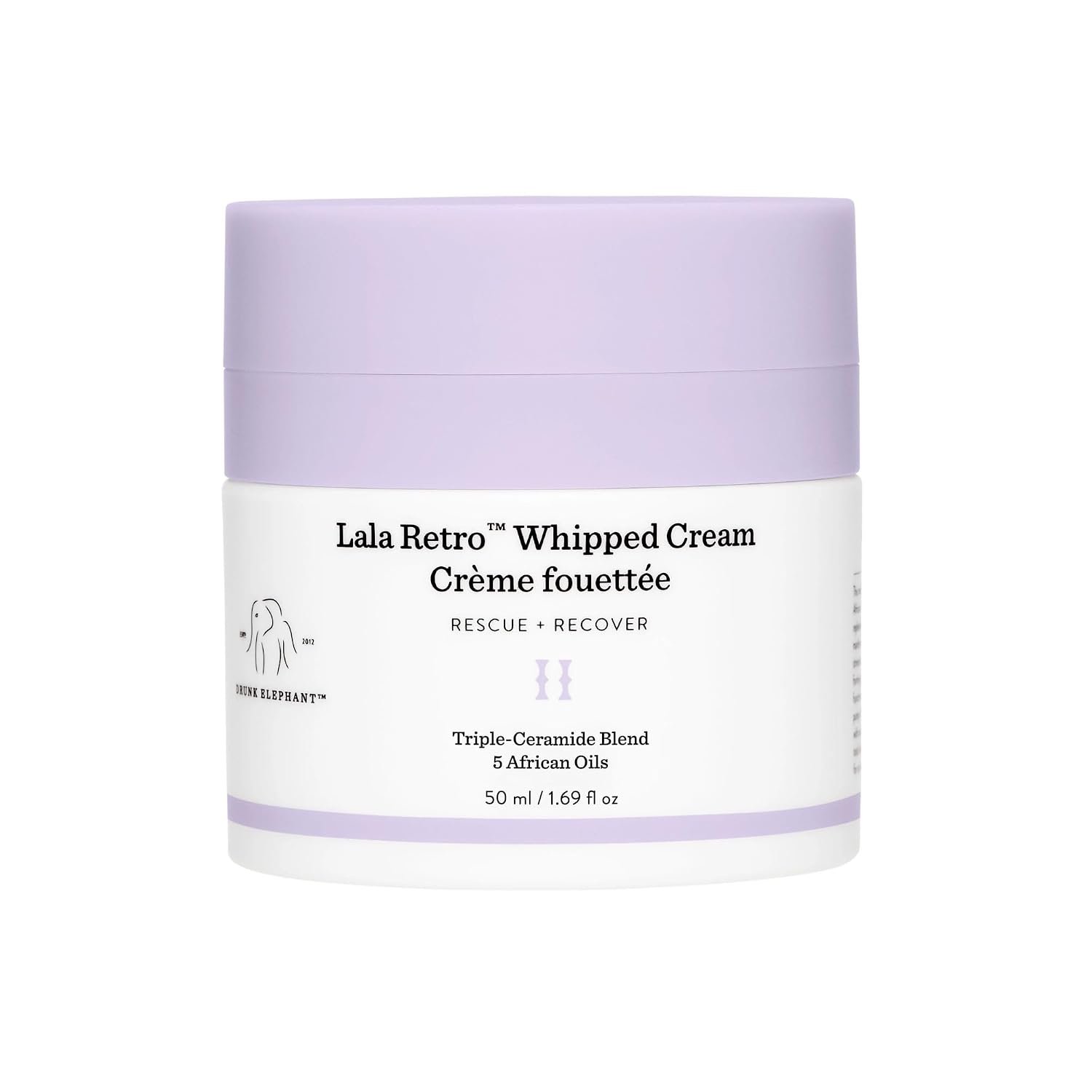 Drunk Elephant Lala Retro Whipped Cream – Ceramide Moisturizer – Clean Clinical Skincare – Cruelty-Free – Dermatologist-Tested – Free of Essential Oils, Silicones, and Fragrance